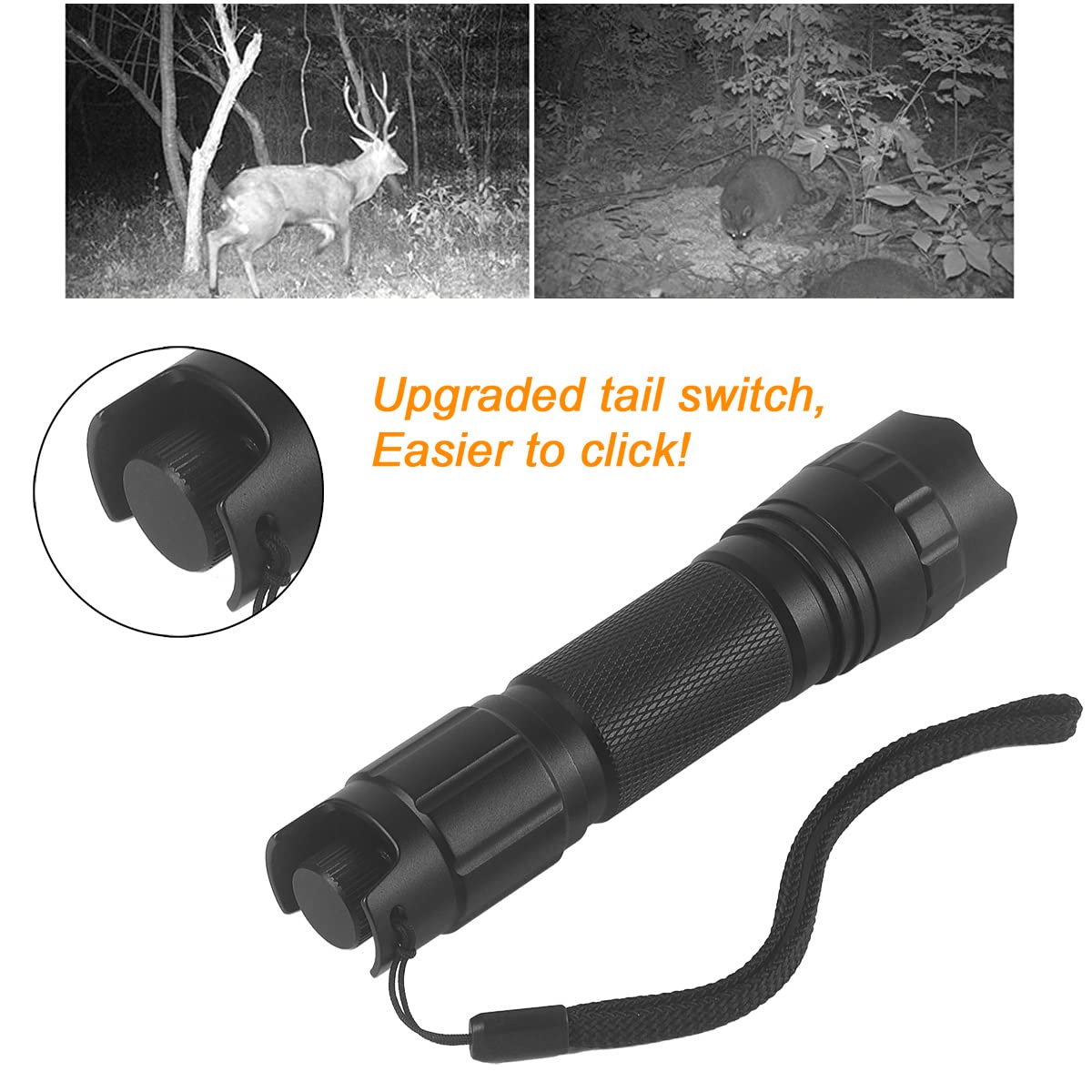 UltraFire Torcia LED ricaricabile da 1800 lumen, 4 colori, luce tattica