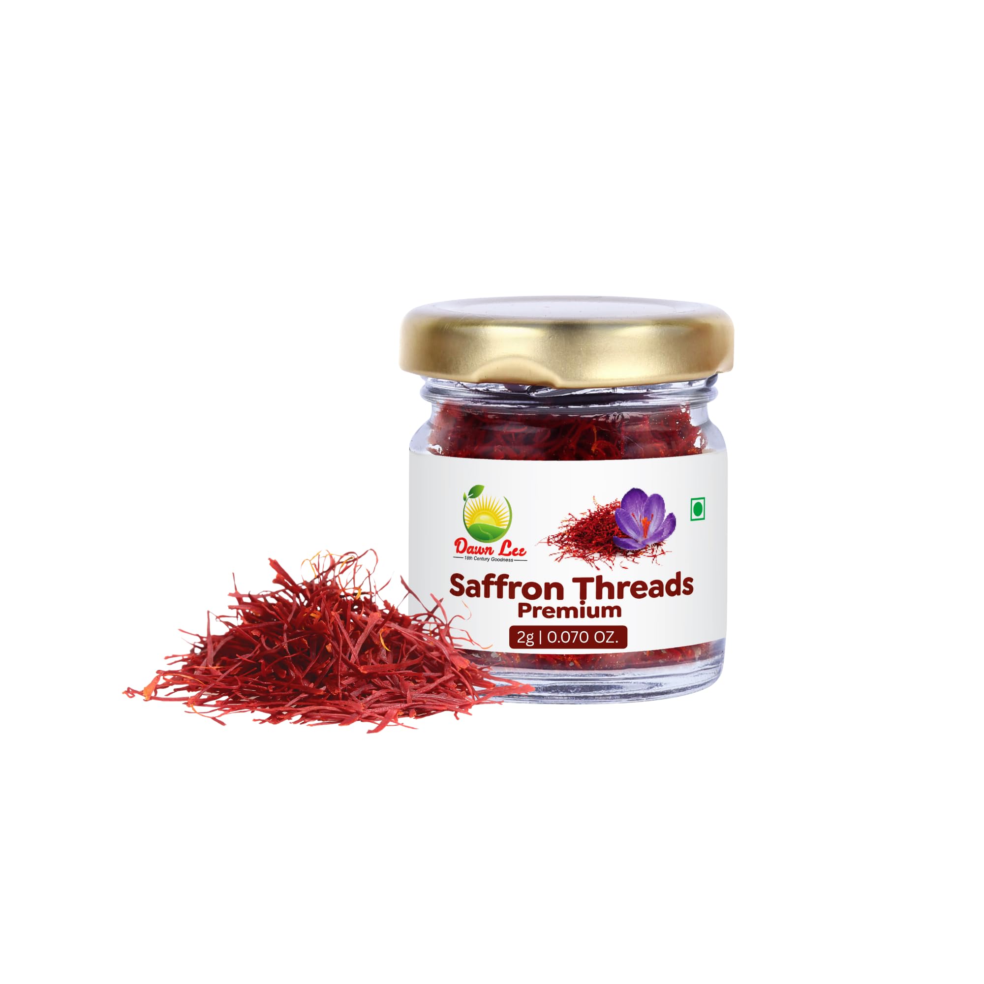 Dawn Lee Kashmiri Saffron - 2 GM Kesar - High Potency Long Threads- Kesar Pure Saffron- Mongra Kesar- Jewel Of Kashmir- Precious Spice- Premium Grade- Saffron Spice- Kashmiri Kesar- Zafran- 0.070 oz