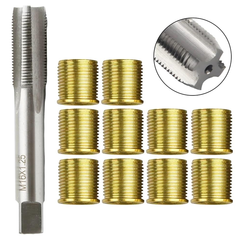 Kit di riparazione filettature M16X1,25 Maschio filettato M14X1,25 Inserti filettati adatti for il ripristino di filettature danneggiate Strumento for bobina Car Pro Strumento di riparazione auto