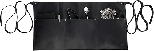 Miniatura 3 de Hide & Drink, Delantal de cintura, bolsillos remachados, accesorios de camarera y camarero, pantalones cortos de servidor, cuero de grano completo,