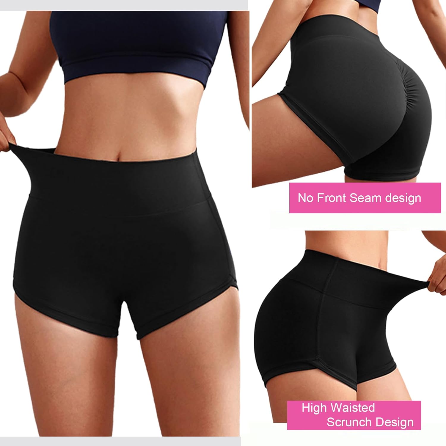 Women's Biker Shorts No Front Seam High Waist Workout Gym Yoga Running Shorts - Image 4