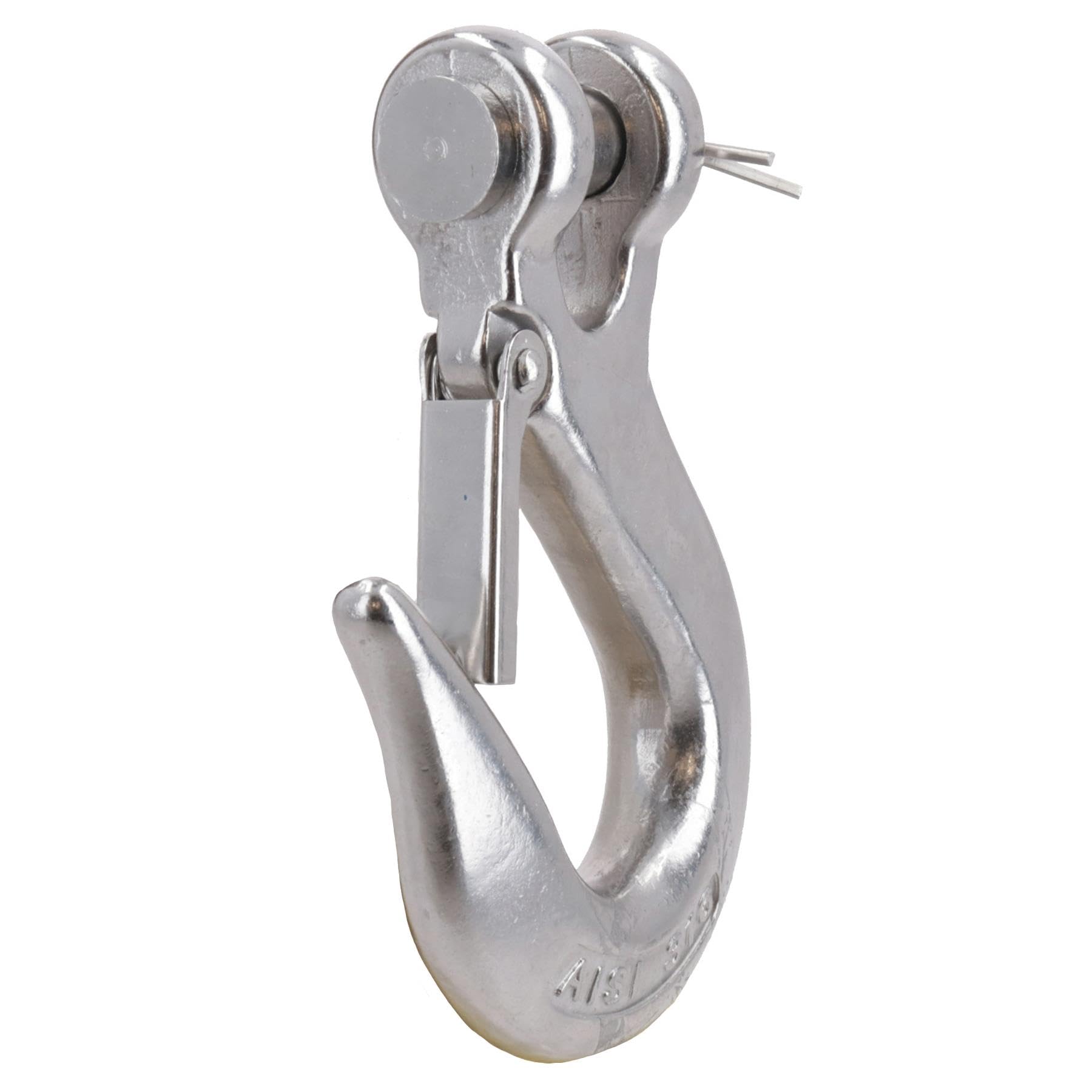 Clevis - Gancio antiscivolo con chiusura di sicurezza, in acciaio inox, per sollevamento catena da 12 mm, 4 pezzi