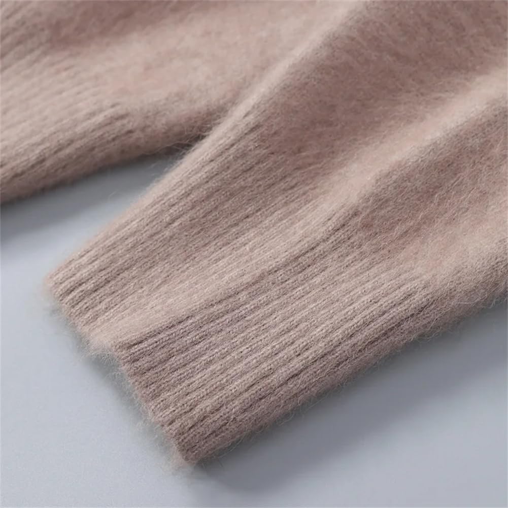 Maglione da uomo in 100% cashmere di visone, maglione girocollo di grandi dimensioni, lavorato a maglia, maglione caldo