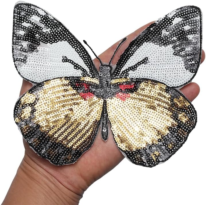 1 Large Dream Butterfly Sequin Hot melt Glue Patch Garment Bag Ironing Hand Stitched Clothing Accessories
