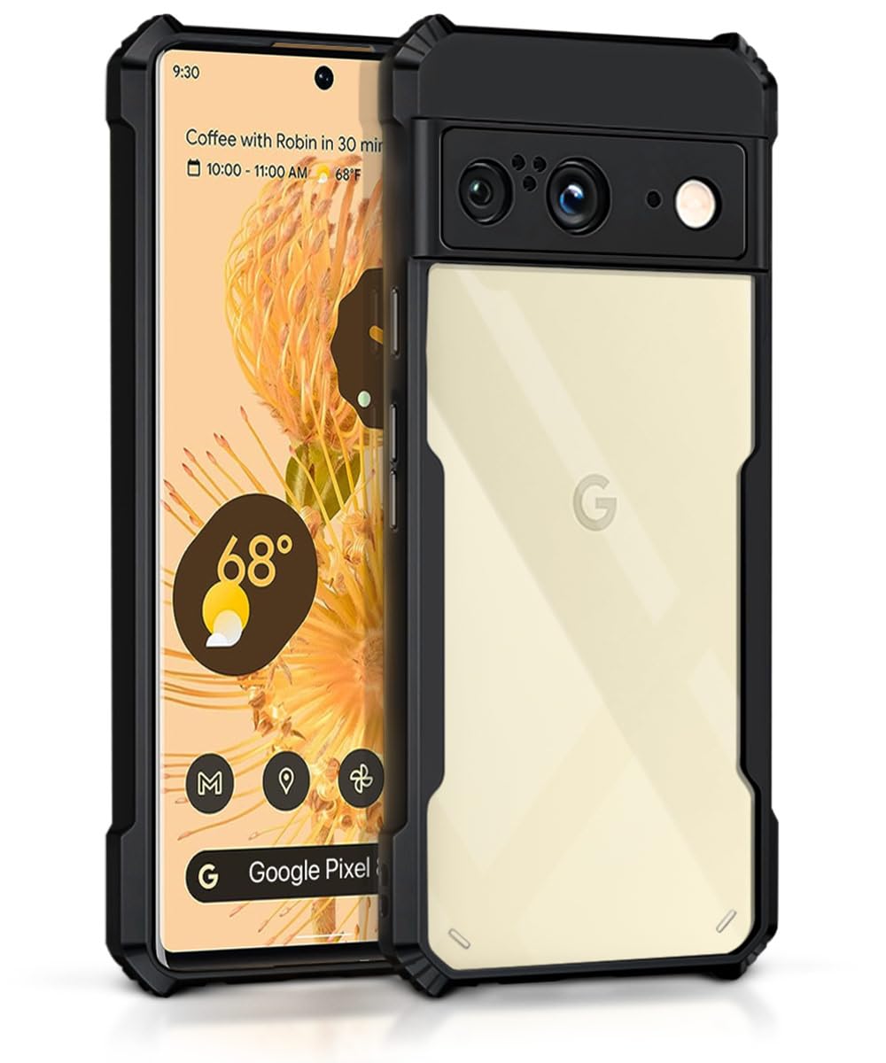 WOW IMAGINE Shock Proof Clear Protective Back Case for Google Pixel 8 - AirEDGE Technology | 360 Degree Camera Protection | Transparent Hybrid Back Case Mobile Cover - Black (B0CGM1NZ2P) Amazon Price History, Amazon Price Tracker