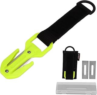 BigKing Coupe-Ligne de sécurité de plongée, Coupe-Ligne de plongée sous-Marine Coupe-Corde de câble de plongée Double Face avec Lame pour Plongeur de Sauvetage de sécurité(Jaune Fluorescéine)