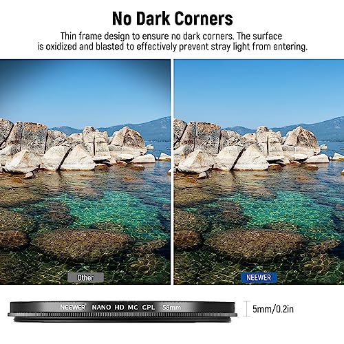NEEWER 58mm Polarizing Filter, 24 Layer Multi Resistant Nano Coated MC CPL Circular Polarising Filter - Image 4