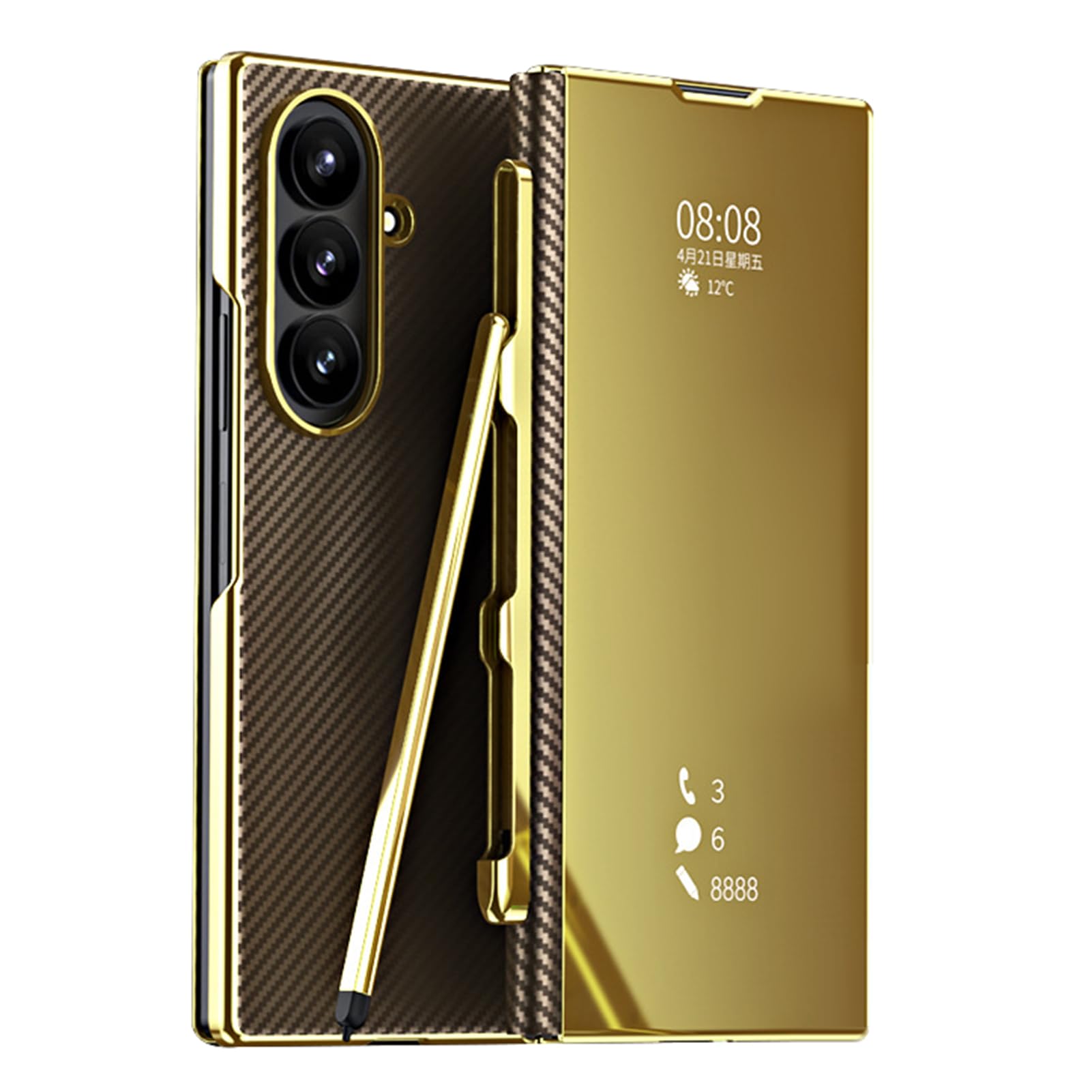 Placcatura Cover per Samsung Galaxy Z Fold 8 Ultra, Visibile Ribalta Fessura per Penna