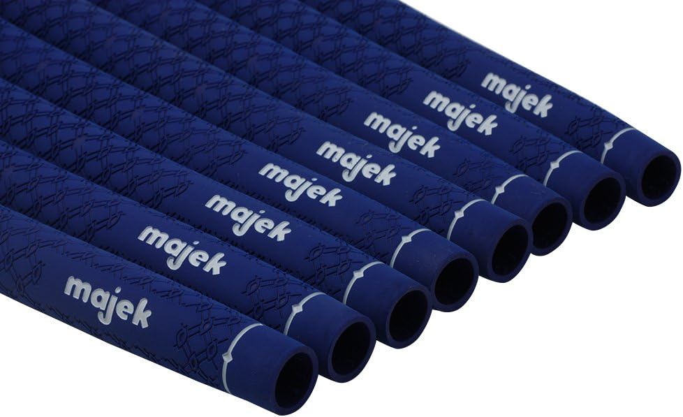Majek Tour Pro Blue Standard Size Golf Grips and Grip Kit (8 grips, grip tape, clamp, instructions)
