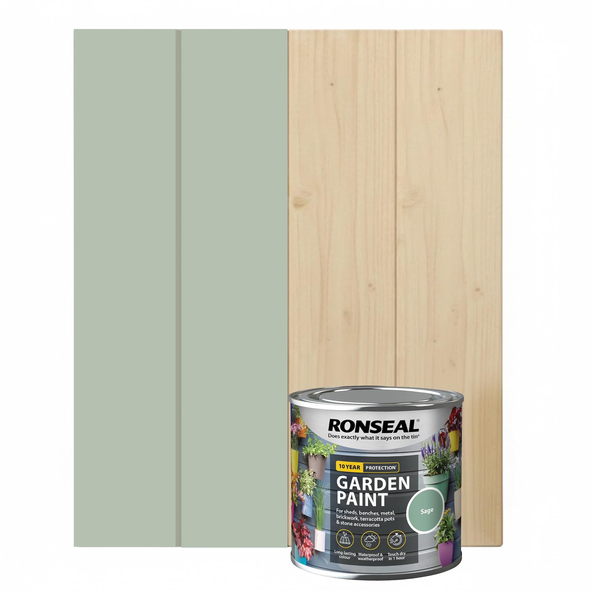 DUAYRA 2.5 L Garden Paint, Water Based Exterior Paint, UV Damage Mid Sheen Weather Resistant Paints For Pots, Bricks, Metal, Fast Drying Fence Paints, Resists Cracking (Sage, 2.5 L)