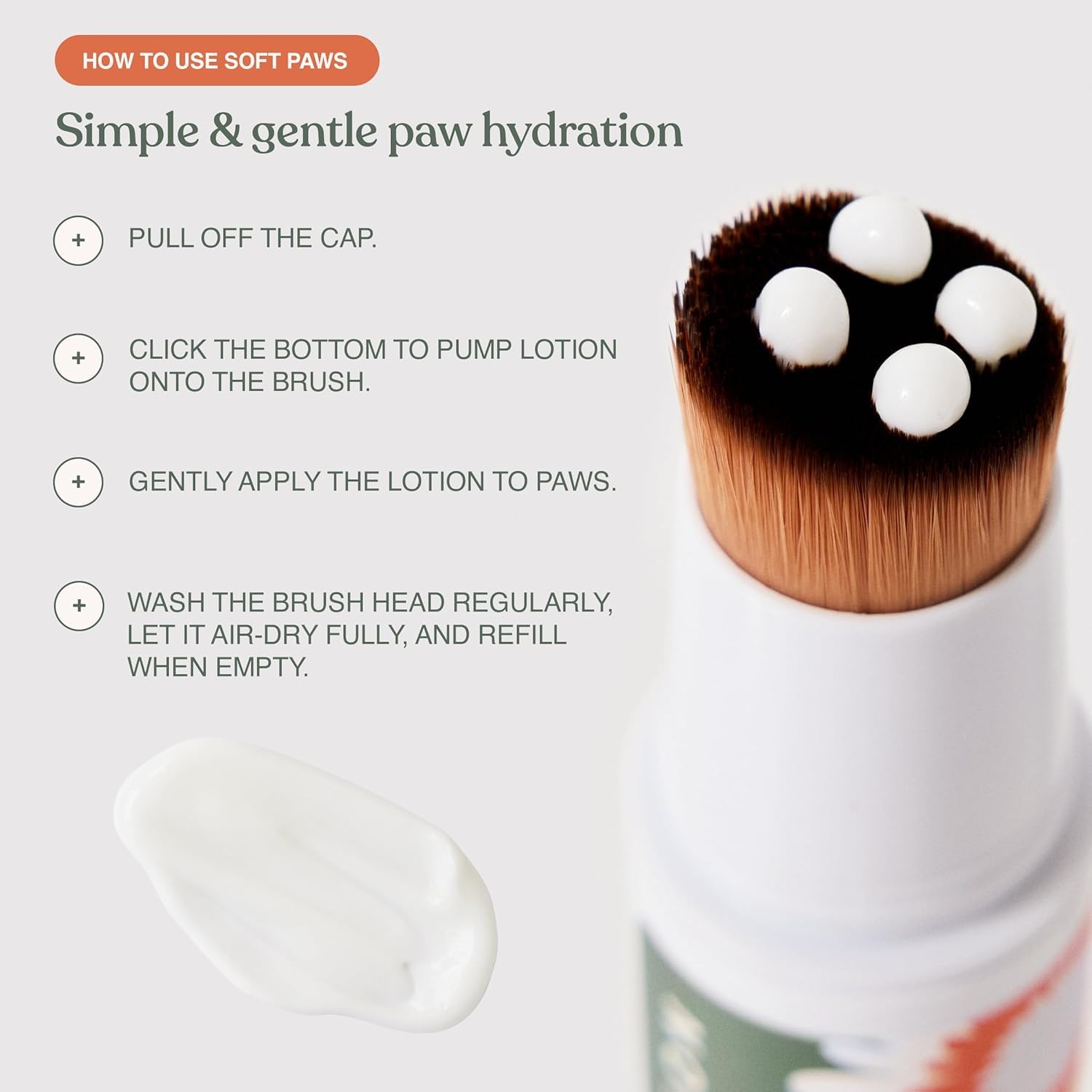 Dandylion Soft Paws Paw Lotion with Brush | Fragrance-Free Dog Paw Moisturizer for Itchy, Dry, Cracked Dog Paws | pH-Balanced | 0.6 fl oz - image 2