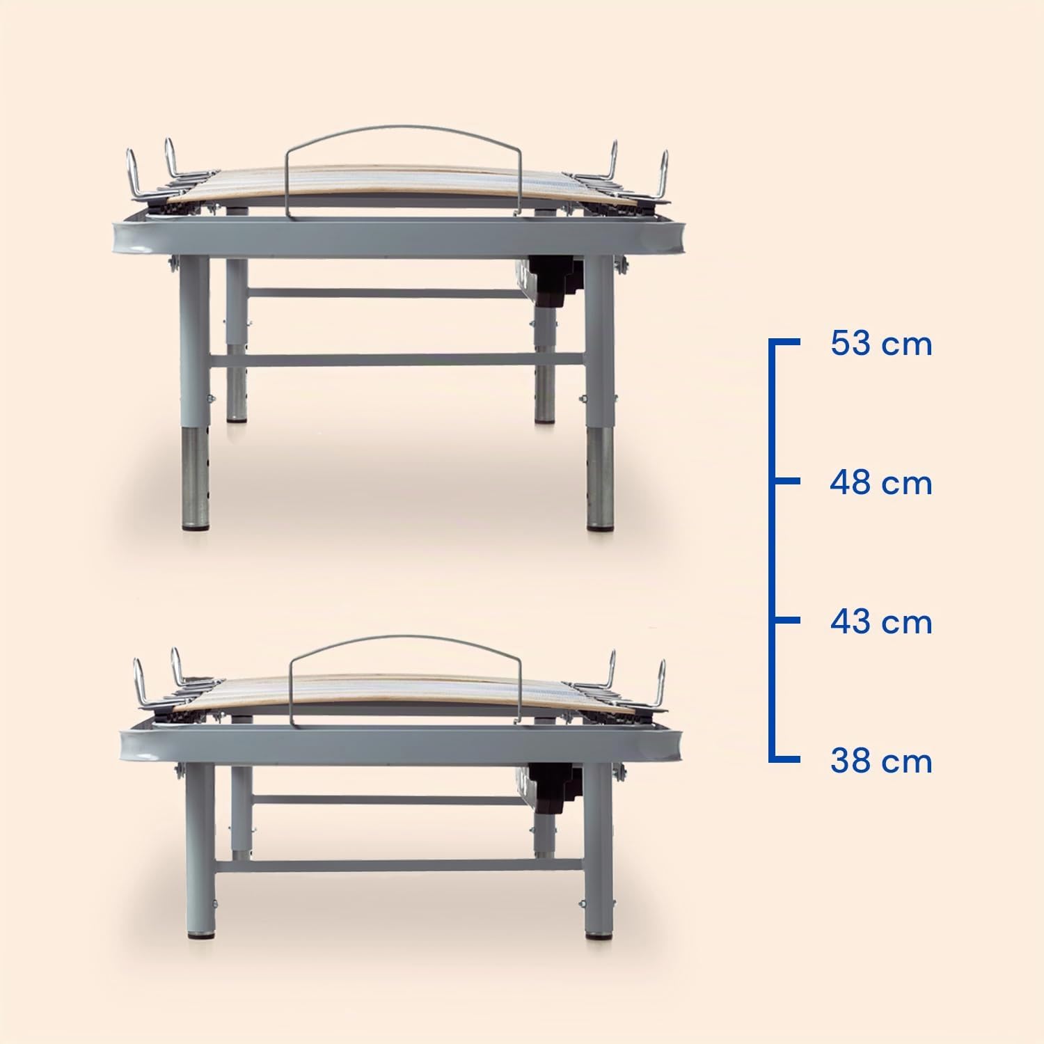 Geriafy - Cama Articulada Eléctrica | Somier Articulado Regulable en 5 Alturas 80x200 | Mando por Cable, Patas y Barandillas | Ideal como Cama Geriátrica y Hospitalaria