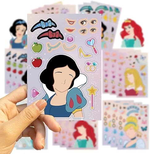 Miniatura 4 de Calcomanías de princesa para niños, 24 hojas de calcomanías para hacer tu propia princesa, calcomanías de princesa para niñas, calcomanías de