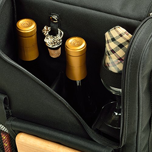 Picnic at Ascot - Transportador de vinho Deluxe com taças de vinho e acessórios para dois, preto/xad