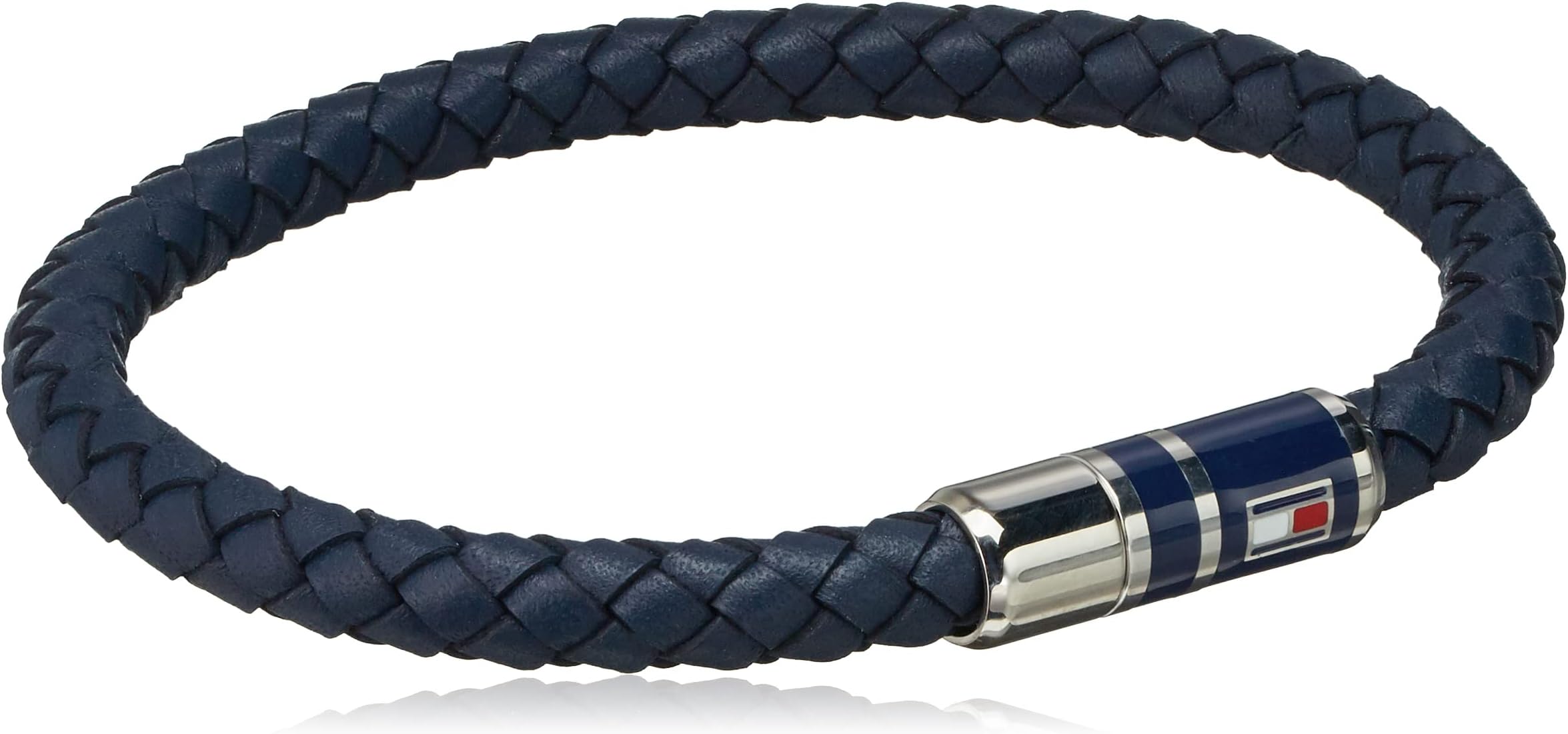 Tommy Hilfiger Men's Jewelry Braided Leather Bracelet, length 21.5 cm, Stainless Steel and Leather, no gemstone