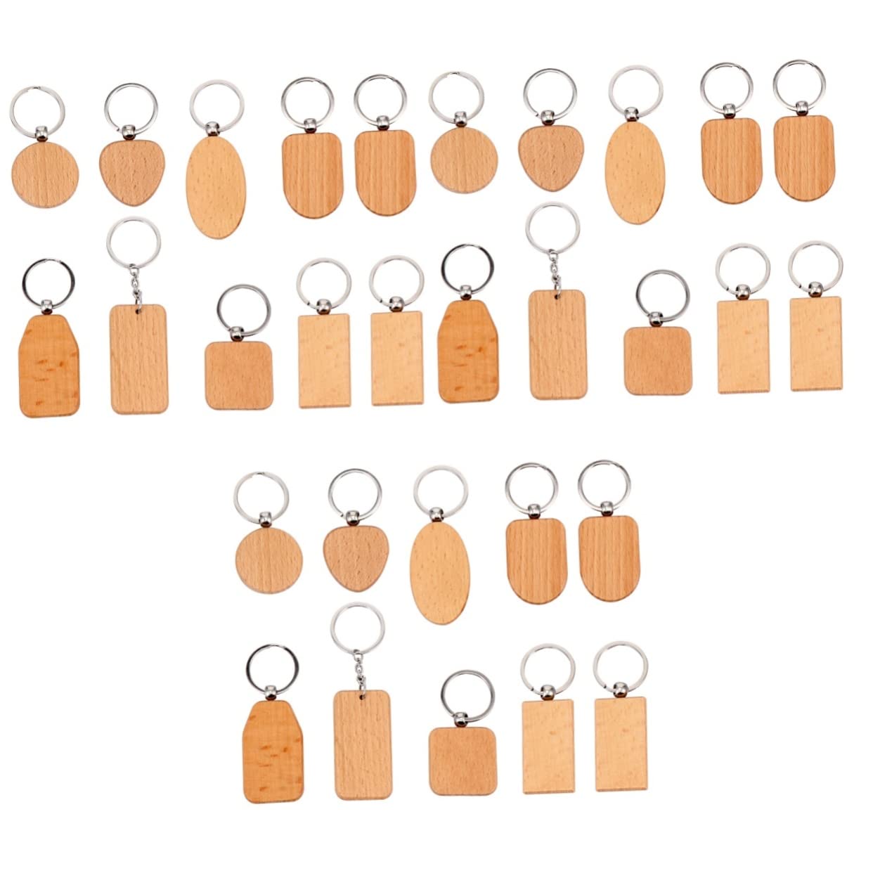 STOBOK 30 Stk Schlüsselanhänger Schlüsselhalter Leerer Schlüsselanhänger Selber Machen Holzstich-rohlinge Schlüsselring Handtaschenanhänger Beschriftung Hölzern