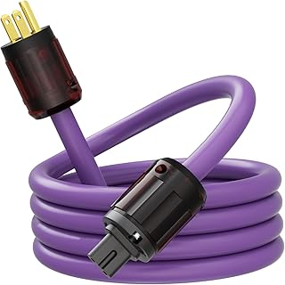 Audiophiles HiFi-Netzkabel Audio-Stromkabel 12AWG 7N OCC Figure 8 AC-Netzteil, 24K Vergoldeter Stecker/IEC320-C7-Buchse,125V/15A FüR Lautsprecher, VerstäRker, Subwoofer, Heimkino(1.5M/4.9Ft)
