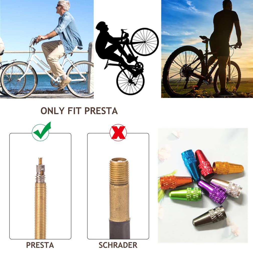 Lot De 8 Bouchons De Valve Presta Qrity – Alu Anodisé Noir Et Bleu, Antidérapant, Anti-poussière Pour VTT Et Vélo De Route