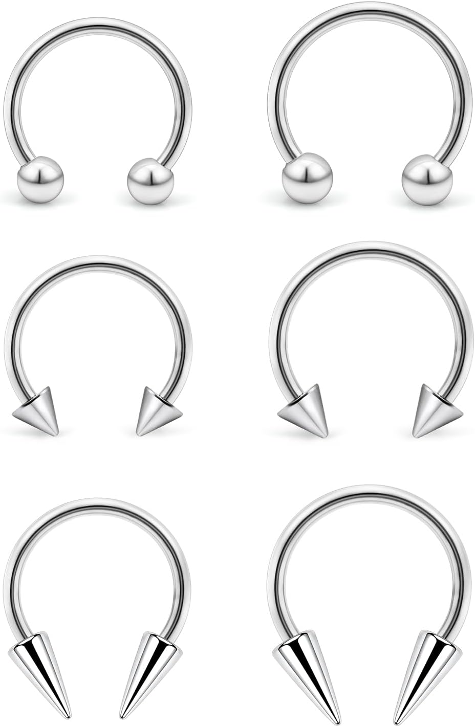 Lcolyoli 16g Septum Rings Externally Threaded Surgical Steel Septum Jewelry Lip Rings Hoop Labret Jewelry Smiley Piercing Jewelry Horseshoe Earrings Daith Piercing Jewelry for Women Men