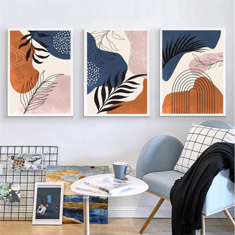 WBYZAC Botanical Posters-Palm Lines Leaf Boho Abstract Plants Wall Art Canvas Painting Nordic Posters and Prints Pictures for Linving Kitchen Room Decor-60 * 70cm*3PCS (No Frame)