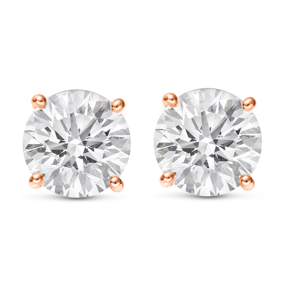 0.75 Carat 14K Rose Gold IGI Certified LAB GROWN Round Cut Diamond Earrings 4 Prong Push Back Value Collection for Women (D-E COLOR, VS1-VS2 CLARITY)