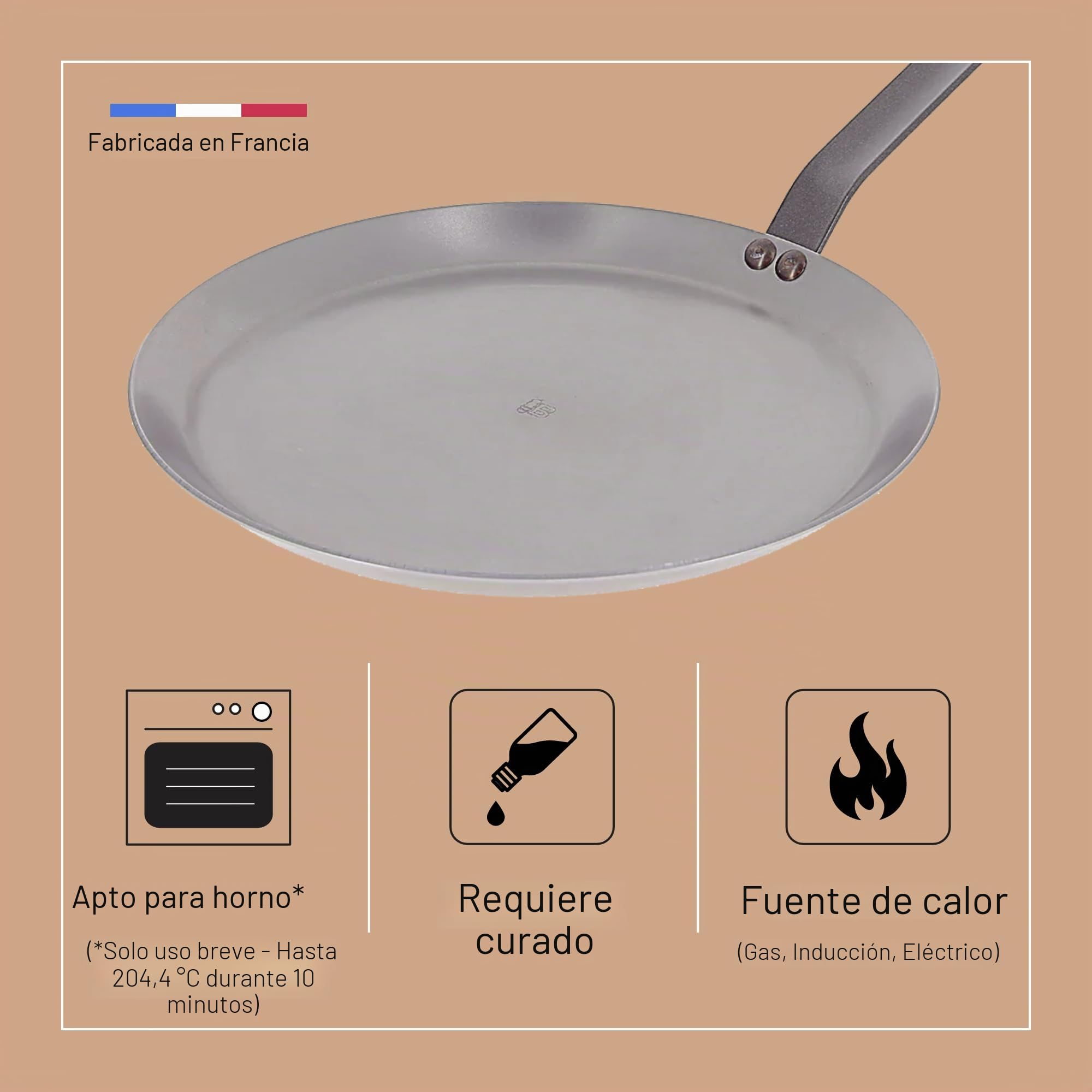 De Buyer, SARTEN DE CREPES,MINERAL B ELEMENT 24CM,Diámetro 24 cm-5615.24