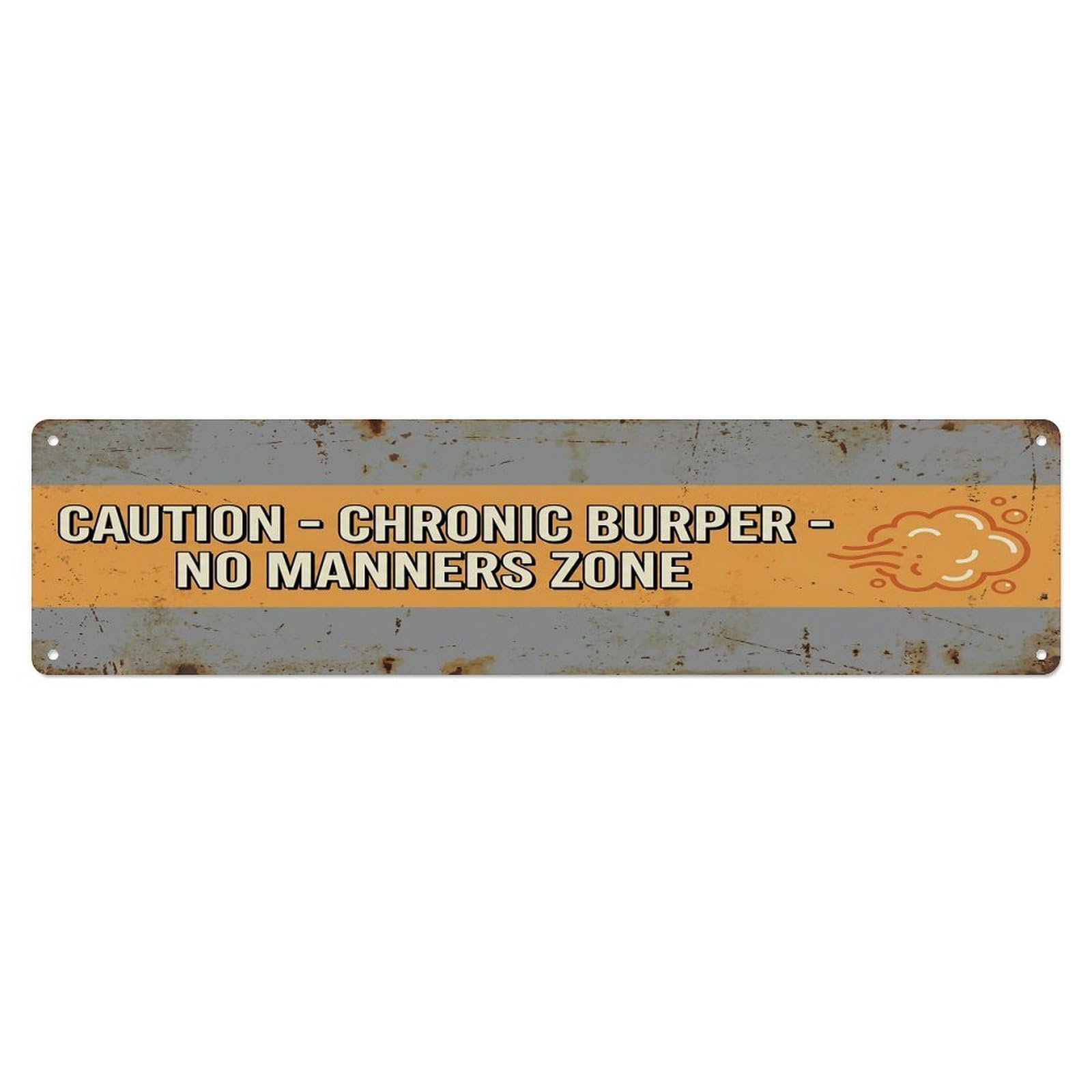 Olhnbad 4X16inch(10X40cm) Vintage Funny Caution Chronic Burper Warning Metal Tin Sign