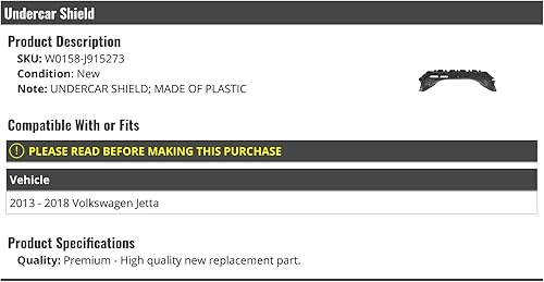 Miniatura 2 de Escudo para debajo del coche - Compatible con Volkswagen Jetta 2013-2018