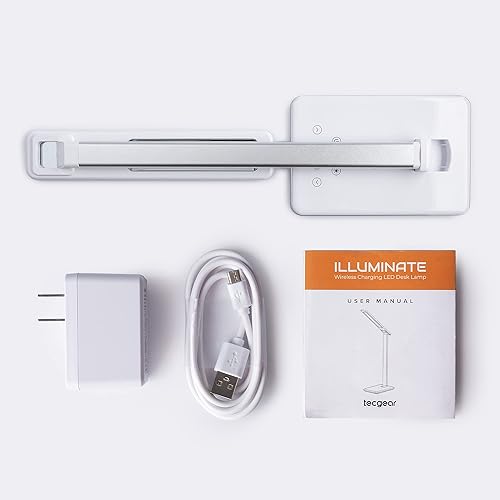 Miniatura 7 de Lámpara de escritorio LED multifuncional con cargador inalámbrico, puerto de carga USB, 4 modos de luz, 6 brillo, control táctil, temporizador