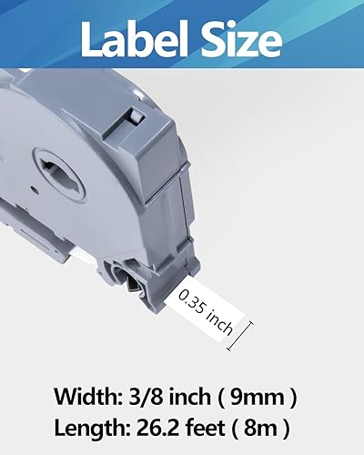 Vista 5 de Weemay Paquete de 6 cintas adhesivas compatibles con Brother TZe-221 TZe221 TZ-221 TZ221 TZ221 laminadas 0.354 in 0.35 pulgadas negro sobre blanco