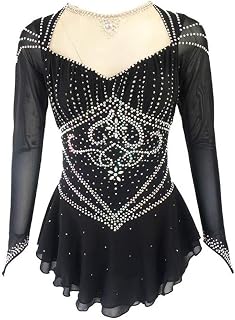 JRUIA Women's Ice Skating Competition Dress Girls' Figure Skating Custumes Rhinestones Rhythmic Gymnastics Leotards Skirts