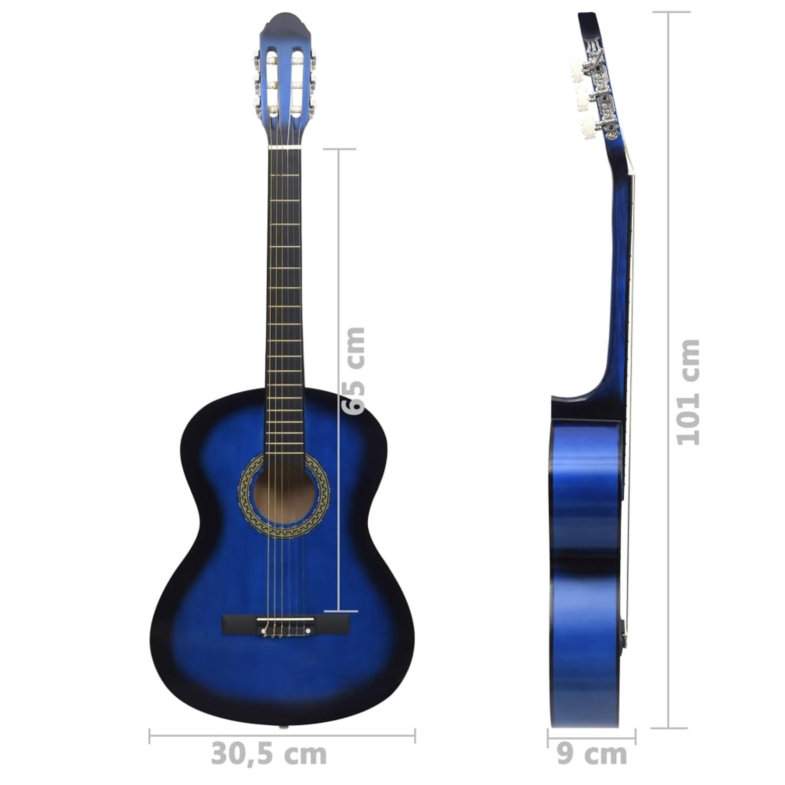 Chitarra Classica per Principianti Blu 4/4 39" in Tiglio,Arte e Svago,Hobby e Arti Creative,Strumenti Musicali,Strumenti a Corda,Chitarre-70108