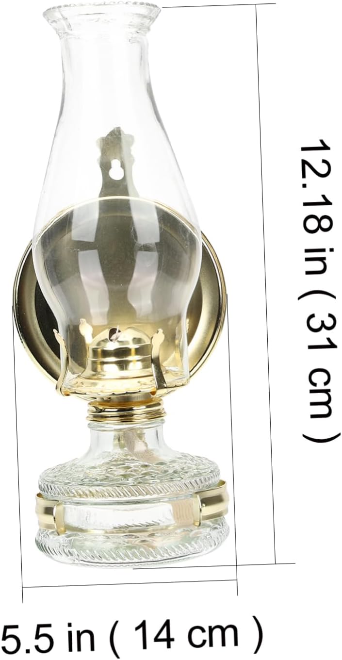Ciieeo Vintage Glass Kerosene Lamp for Indoor Use Large Retro Oil Lamp Transparent Cover Emergency Lighting Home Decor Windproof Design