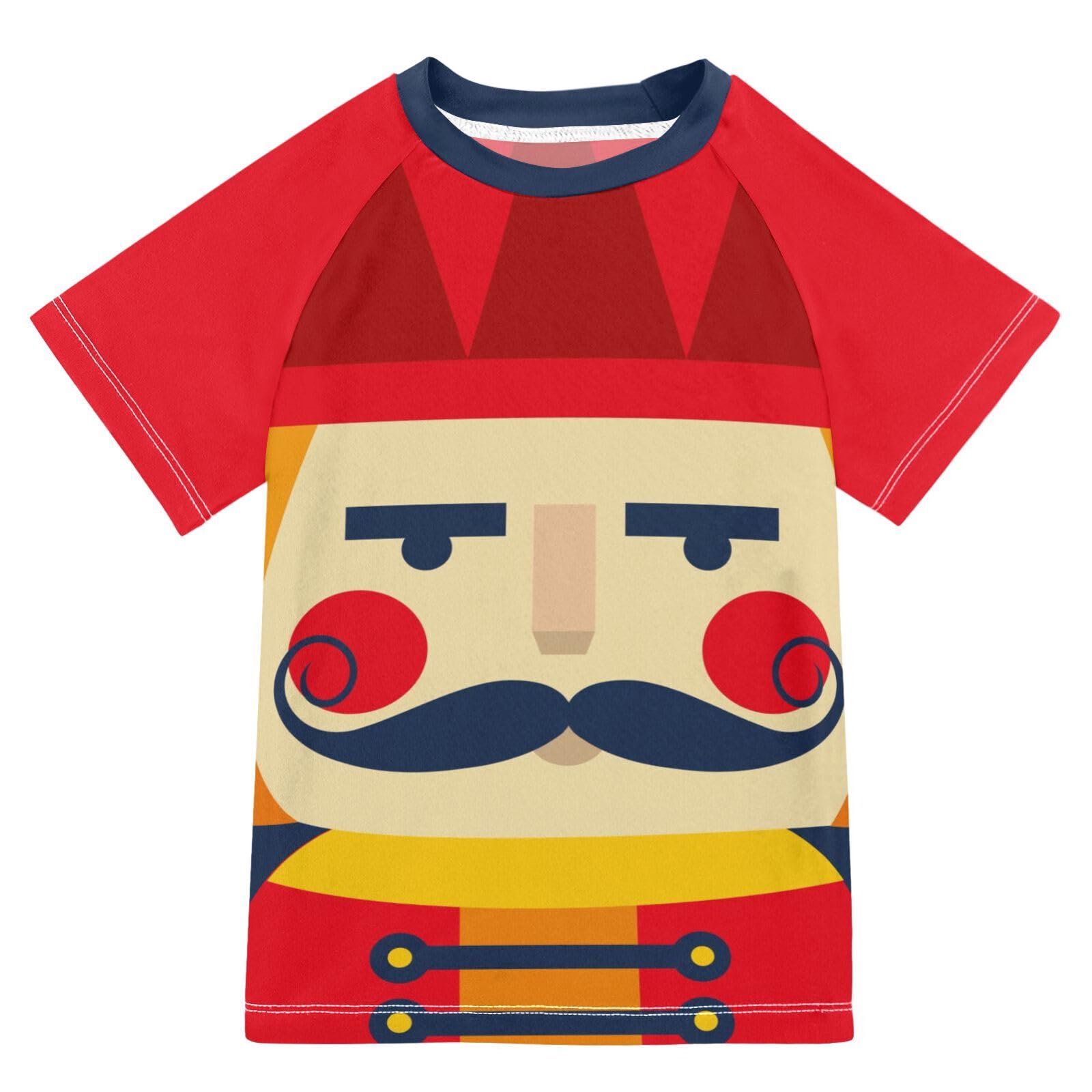 Aflyko Christmas Boys' Swim Shirt Xmas Nutcracker Cartoon Rash Guard Beachwear Sun Protection Fishing Hiking Camping Surfing Swimming Toddler Infant Summer Daily T-Shirt, 4T Multicoloured