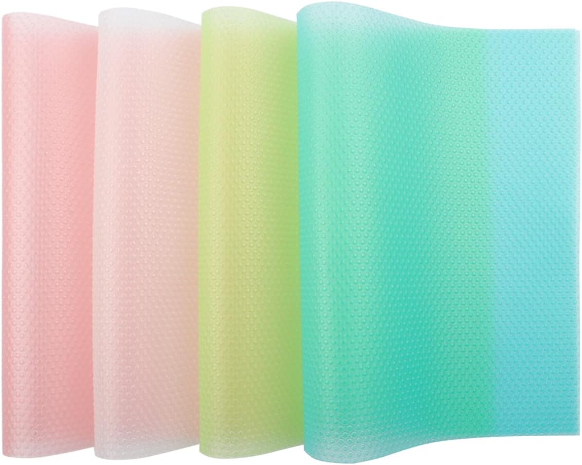 Fridge Liners Mats, NonAdhesive Drawer Liners, 4 Pcs Shelf Liner for