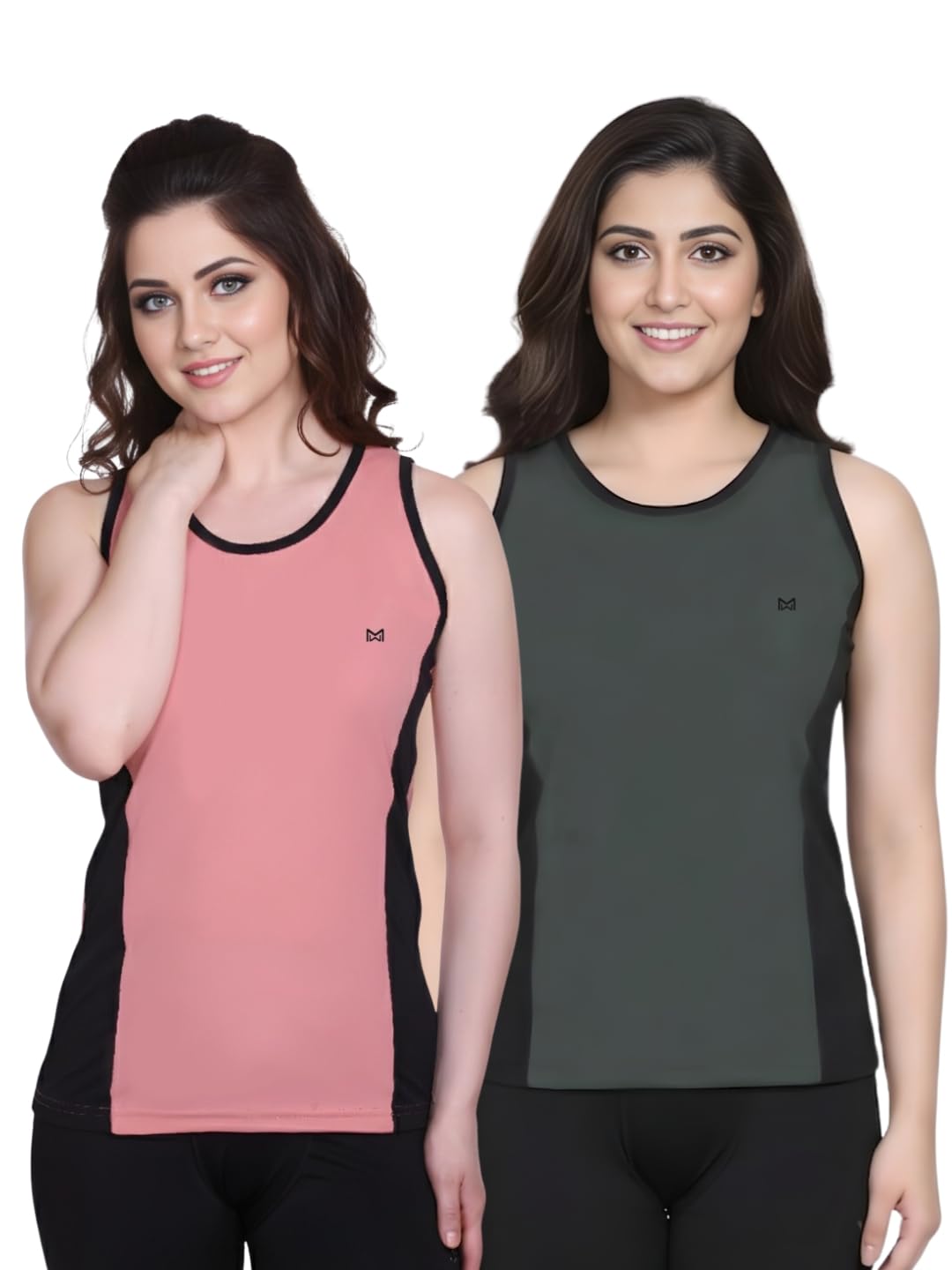 white moon Polyster Gym Tank Tops for Women Sleeveless Workout Vest for Women & Girls | Lightweight Activewear for Running, Sports & Gym, Polyester, Regular Fit | Tops for Women (Pack of 2)-picture-26