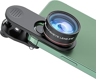 Selvim Fisheye Lens, 210° Fish Eye Lens Phone Camera Lens Kit, Cell Phone Lens Compatible with iPhone 13 12 11 10 8 7 6 6s x xr Samsung Android Smartphone, Adjustable Clips & Funny Lens