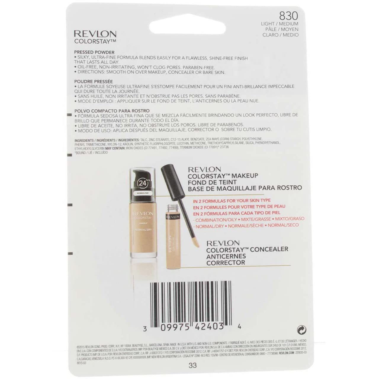 Revlon ColorStay Pressed Powder, Light/Medium [830] 0.30 oz (Pack of 6)