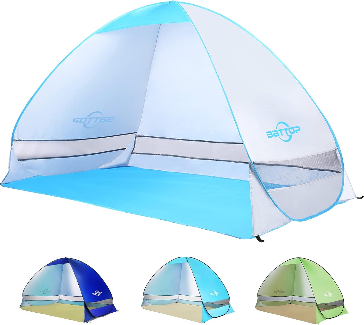 BATTOP Pop Up Beach Tent Sun Shelter Anti UV Easy Set Up Sun Shade Tent for Beach Portable Umbrella Shelter Tents Lightweight Outdoor Family Tent (Beach tent-Silver2022)