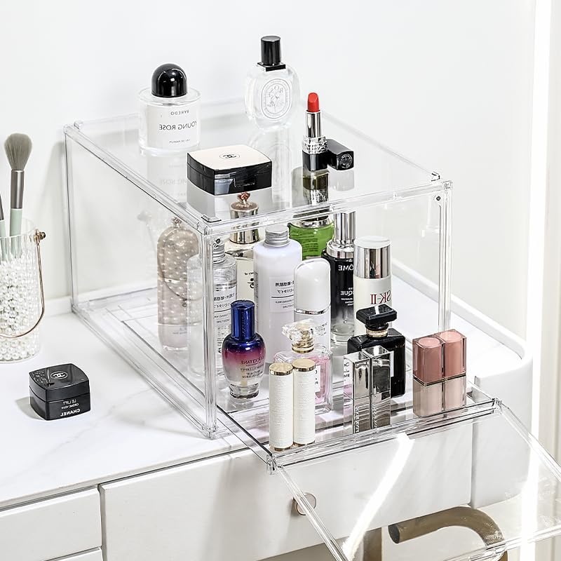 Stackable Clear Handbag Display Case for Closet with Drawers, Acrylic Box Display Case Showcase with Magnetic Door, Plastic Storage Bins Storage Drawers Containers for Organizing - Image 5