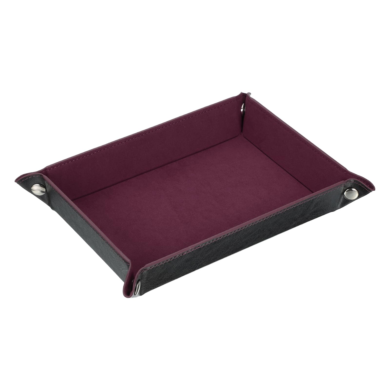 sourcing map PU Leather Valet Tray Catch All Bowl Rectangle Jewelry Tray for Key, Wallet, Watch, Coin (Coffee)