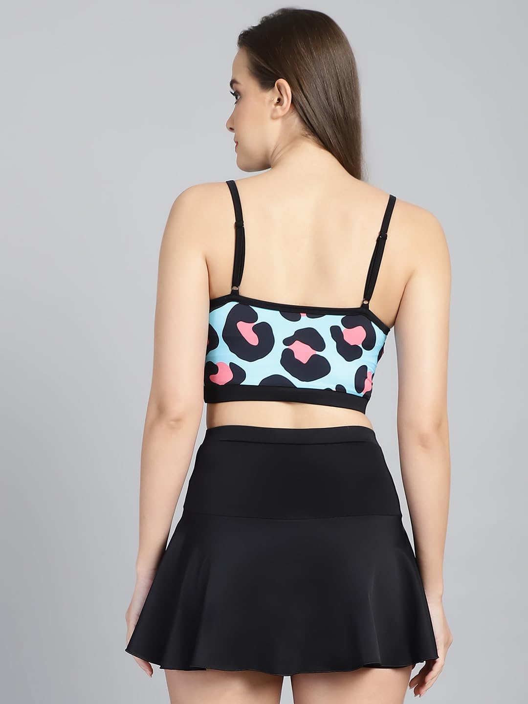 CUKOO Padded Animal Print Two piece Skirtini Swimwear Blue 1