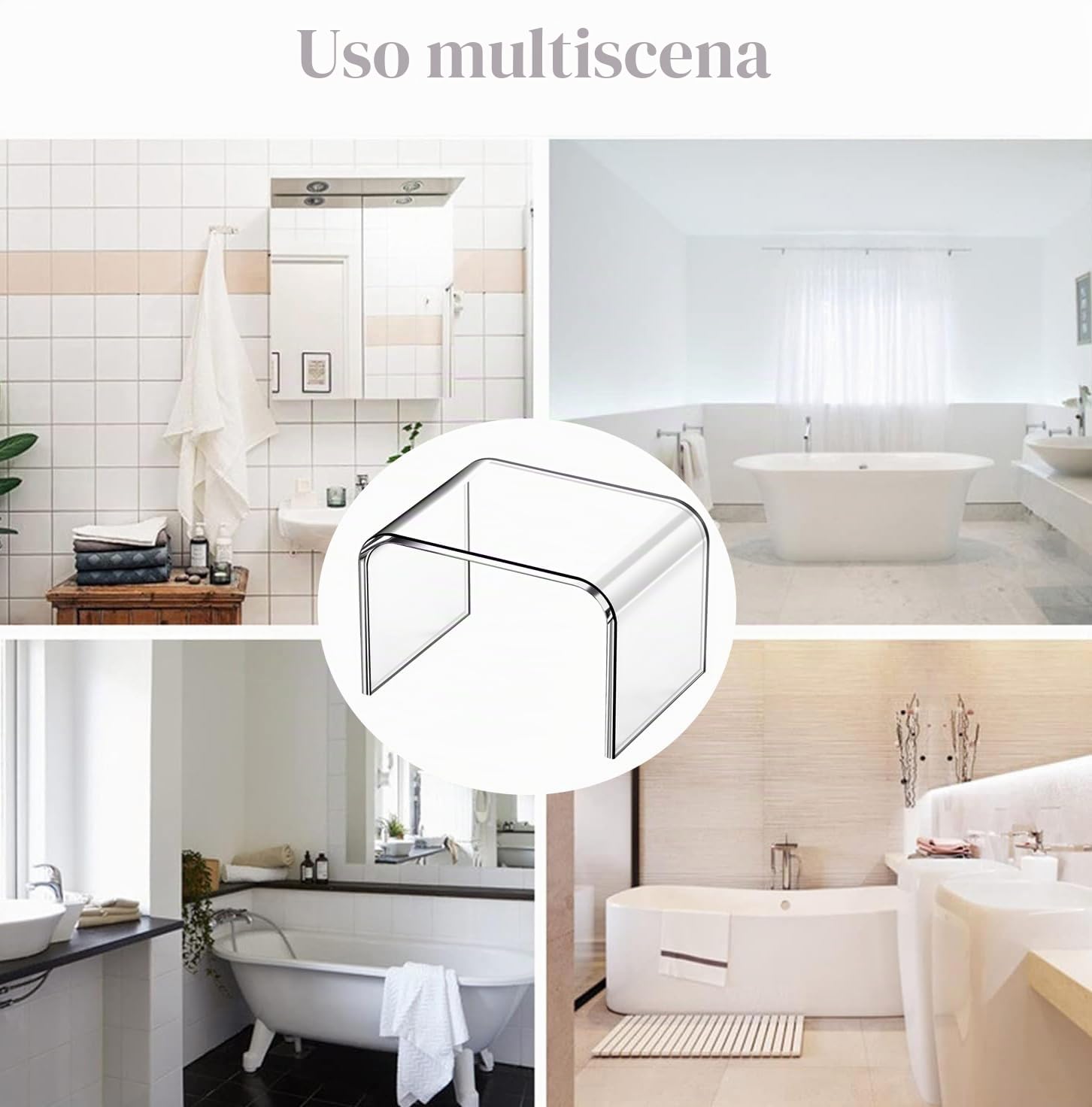 Sgabello in Acrilico, poggiapiedi in acrilico per bambini, in cucina, bagno e casa, portata fino a 150 kg (Clear-Not Non Slip)