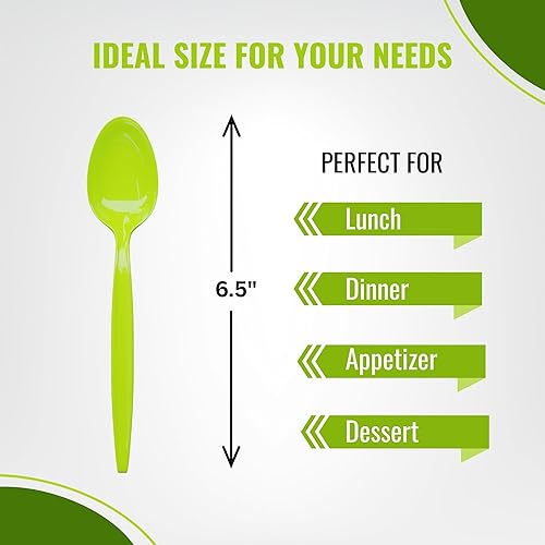 Vista 27 de Cucharas de plástico azul claro (paquete de 24) – Cucharas de color azul claro para fiestas, artículos de plástico duraderos, cucharas de plástico