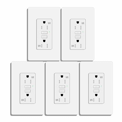 Miniatura 9 de Salida GFCI negra de 15 amperios, toma eléctrica KCMYTONER GFI, salida de receptáculo de falla de tierra resistente a la intemperie, 125 voltios,