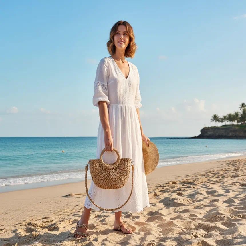 Bolso de Rattan Semi-Circular Mini para Mujer miniatura 2