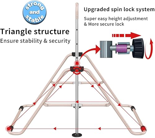 Miniatura 4 de Tepemccu - Barras horizontales extensibles de entrenamiento con altura ajustable para gimnasia infantil, travesaño infantil plegable