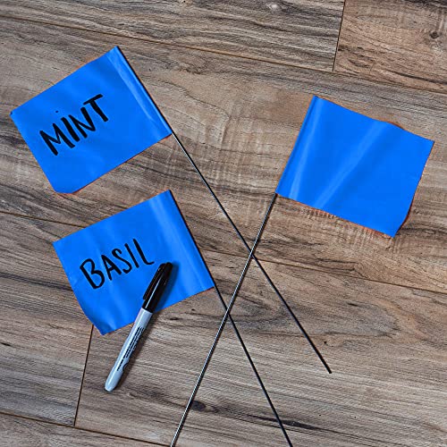 Blue Marking Flags 100 Pack - 4X5-Inch Marker Flags - 15-Inch Wire - Small Yard Flags Marking Flags For Lawn, Irrigation Flags, Lawn Flags Markers, Landscape Flags, Survey Flags, Sprinkler Flags #TOP7