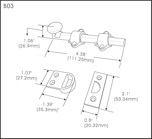 Miniatura 2 de QCAA Perno de puerta holandés de latón macizo, 4 pulgadas, latón pulido, fabricado en Taiwán, 1 paquete