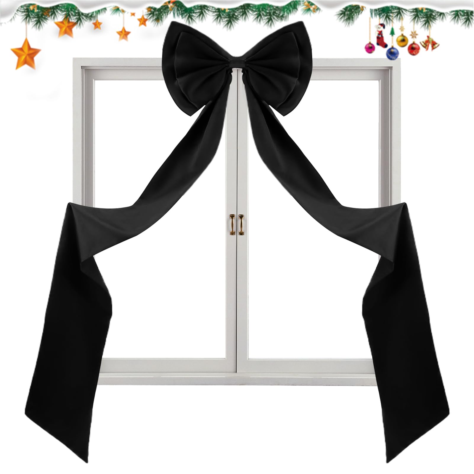 Cinta para árbol de Navidad con lazo largo de tela para decoración exterior de porche y salón